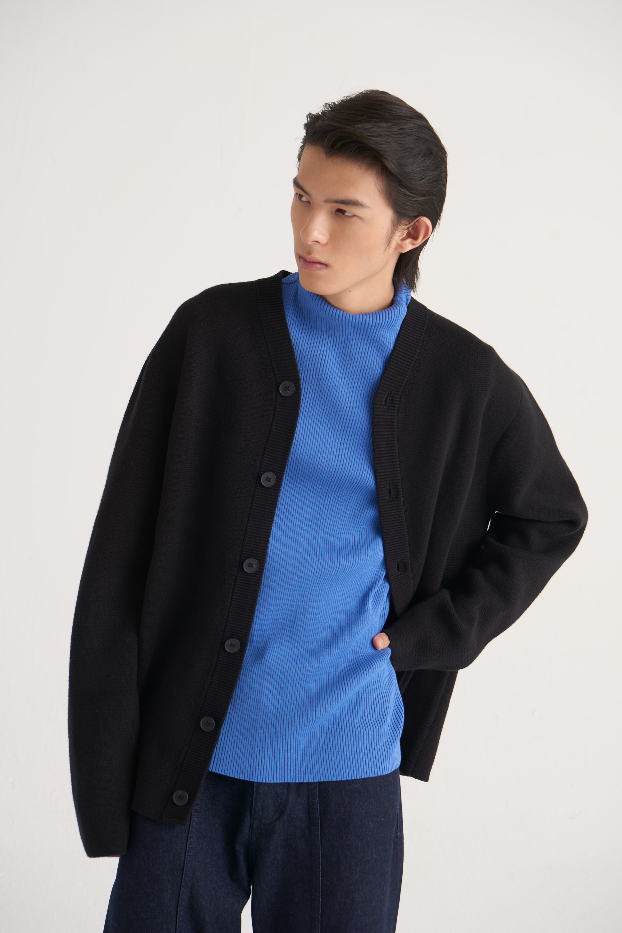 棉毛混纺v领开襟衫 - cos官网