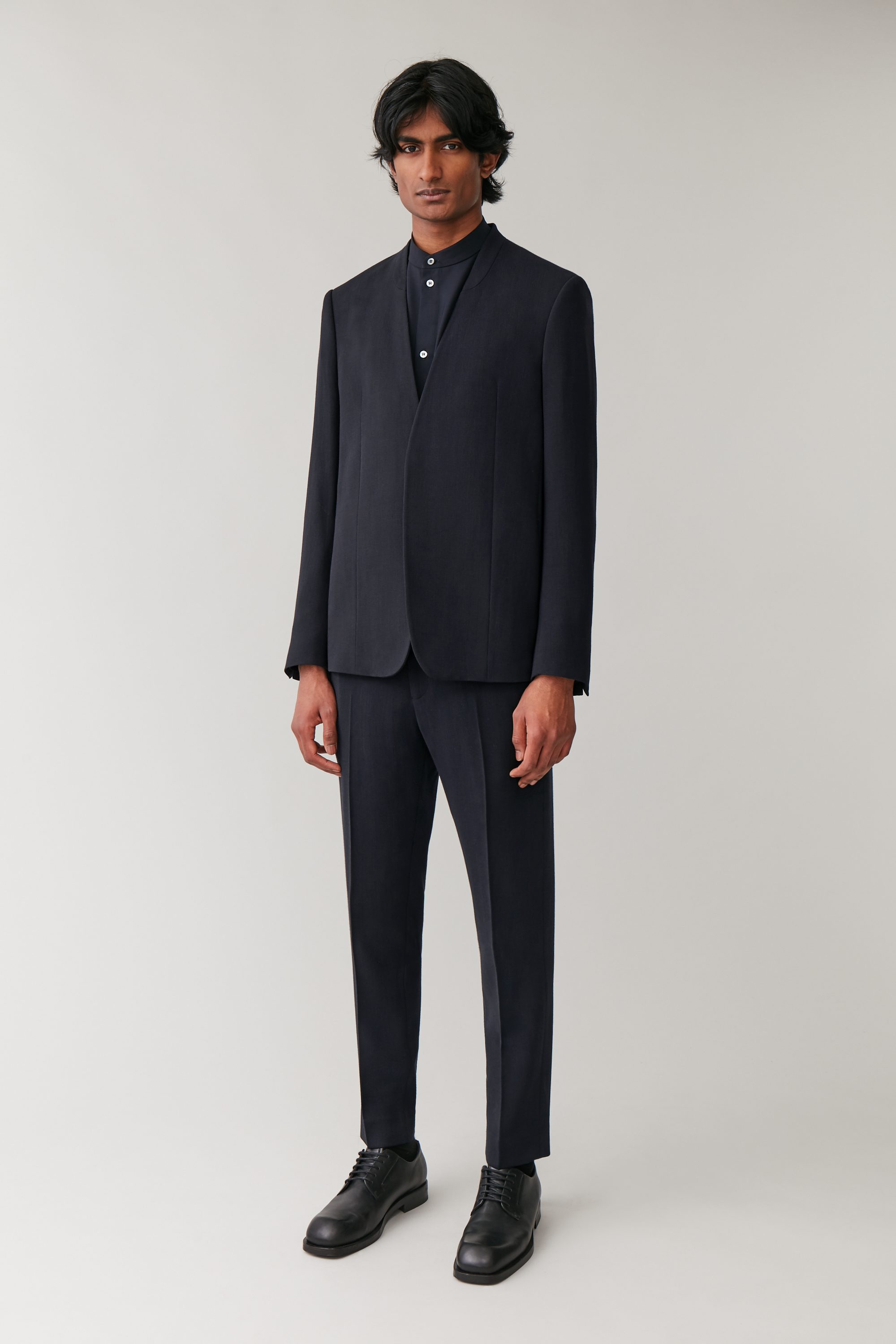 无领羊毛西装外套 - cos官网