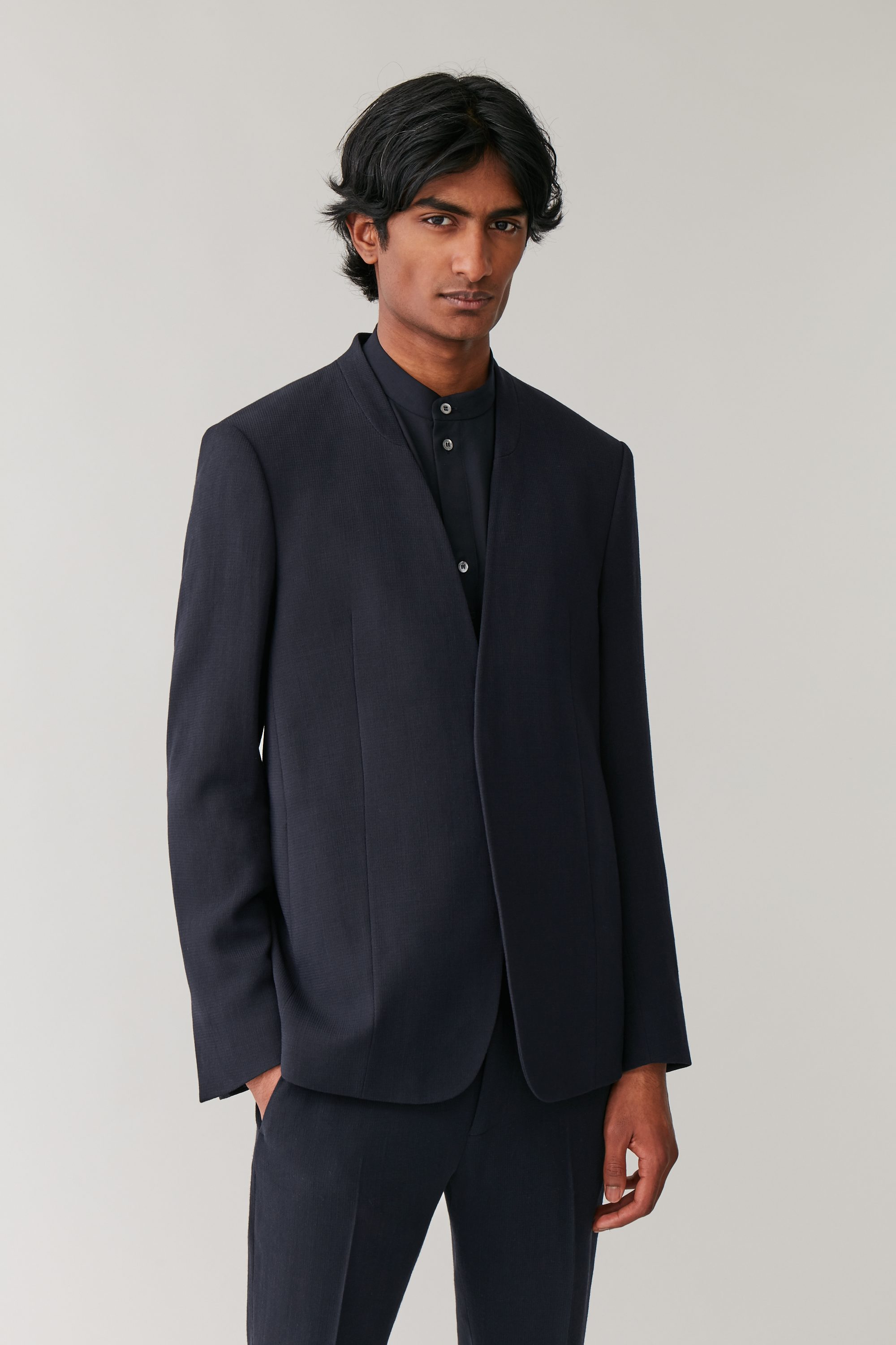 无领羊毛西装外套 - cos官网